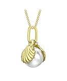 Carissima Gold Collar de mujer con oro de 9K con colgante de perla de agua dulce en concha, 46 cm