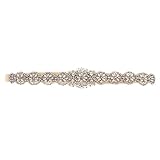 B Baosity Vintage Nupcial Diamantes de Imitación Perlas Apliques Faja Vestido de Novia Cinturón 5cm - Champán, 41 x 5 cm