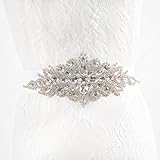 ShinyBeauty Cinturones de diamantes de imitación Cinturones plateados para mujeres Cinturones elegantes de vestido de novia con pedrería Apliques nupciales Fajas plateadas RA004