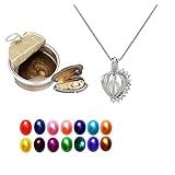 Zehao Kit de collar de perlas de deseo, misterioso juego de regalo de perlas de ostra, kit de fabricación de collares de bricolaje, colgante de cristal con cadena de 20 pulgadas, regalo sorpresa para
